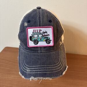 Jeep Girl Hair Don’t Care SnapBack Hat Distressed Women’s Cap FJ Patch Ducks